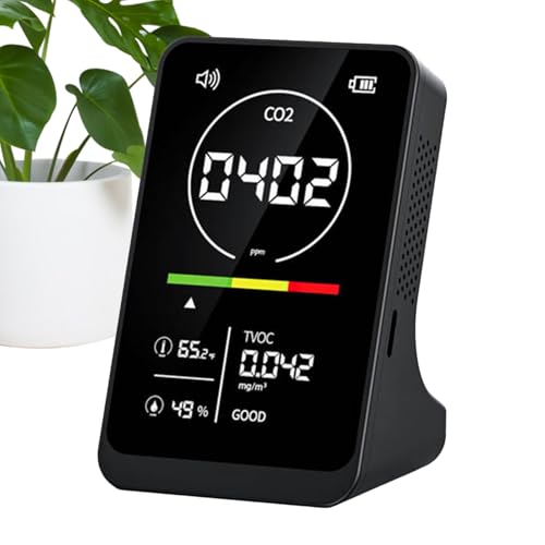 Rilevatore di anidride carbonica, misuratore di umidità da viaggio, sensore ad alta precisione, 11,6 x 7,1 x 6,9 cm, display digitale di allarme, umidità della temperatura, ambiente sicuro, monitor