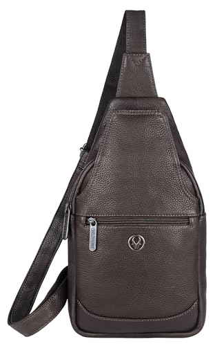 Image of WildHorn Leather Sling Crossbody Bag for Men, Stylish Chest Shoulder Bag for Men Women, Adjustable Strap for Commuting Travel Outdoor Activities Cycling