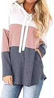 Dresswel Womens Striped Hoodies Pullover Color Block Long Sleeve Hooded Sweatshirt Jumpers Tunic Tops with Pockets