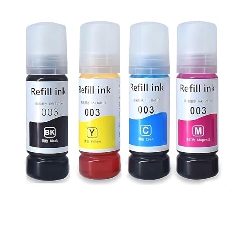 Image of RODEX 003 Compatible Refill Ink for Epson L3110,L3150,L3250,L3252 L3115, L3116,L3101,L3210, L3215,L3216,L3151,L3152,L3156,L5190 Printer-Compatible Ink Bottle for Epson 003 (003 - Set)