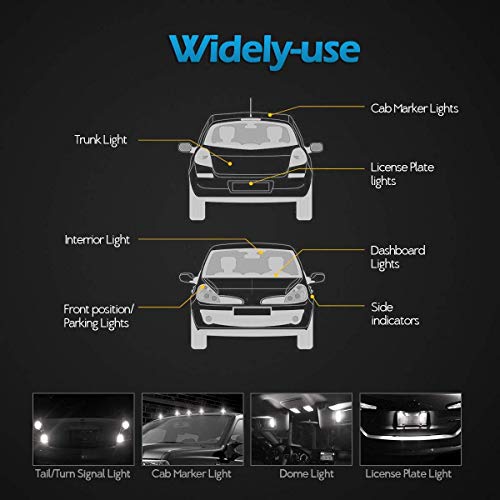 Partsam T10 Led Light Bulbs 5Pcs 10-3528-Smd Amber Lights+5X 5-5050-Smd White Lights Compatible With Pickup Truck Cab Marker Roof Running Top Light 12V (Pack Of 10) #TOP4