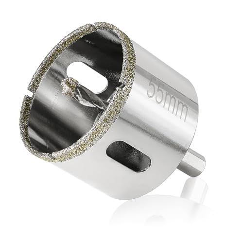 Image of 2-1 /8 inch / 55mm Diamond Hole Saw with Center Drill Bit, Jamiikury Tile Hole Saw Glass Hole Cutter for Ceramic Glass Tile Porcelain Marble
