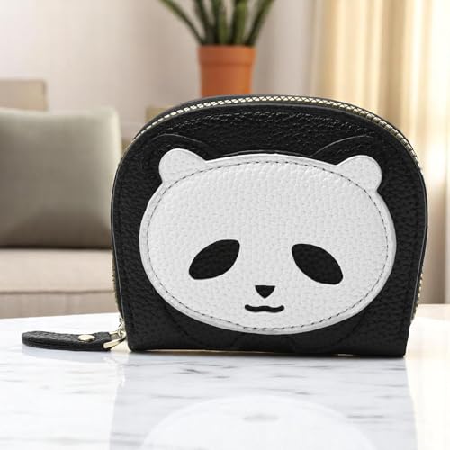 1Pcs Card Wallet Pandas Shell Wallet PU Leather White 10.6x8.5cm