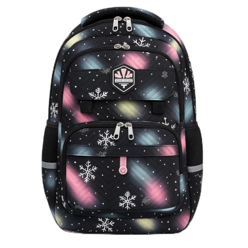 Mochila Escolar Unissex Reforçada em Poliester com Alças Confortáveis e Bolsos Inteligentes para Livros Estojo e Lancheira Tamanho Compacto Ideal para Estudantes (Preto)