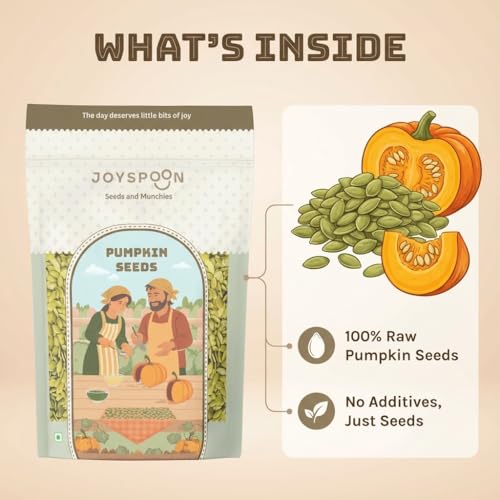 Image of JoySpoon Premium Roasted Pumpkin Seeds | High Protein & Fibre Rich Superfood Snack | Gluten Free, Trans Fat Free Healthy Munching Seeds | Daily Nutrition Snack | 200g