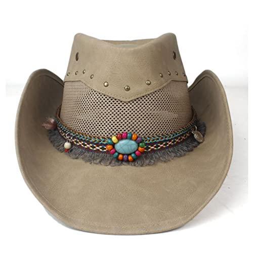 Chapeau en cuir western au design jazz élégant et finitions premium