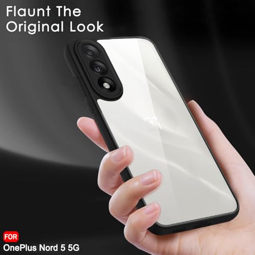 Image of TheGiftKart Hybrid Shockproof Back Cover Case for OnePlus Nord 5 5G | Camera Protection Module | Hard Back Cover Case for OnePlus Nord 5 5G (PC & TPU, Transparent Clear Back, Black Sides)