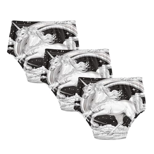 Coikll Beautiful White Unicorn Toddler Training Underwear Waterproof Baby Pee Pants -3T