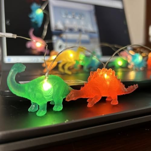 Hoolight Dinosaur String Lights - 9.8FT 30LED Jurassic Themed Dinosaur Lights for Kids Room, Birthday Party & Christmas Easter Halloween Decor, Battery Operated (8 Mode)