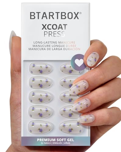 BTArtbox Press On Nails Short - Pathside Lilac, Lamp-Curable 4-We...