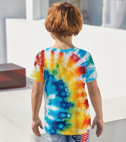 Image of Boys Tie Dye Shirt Kids Rainbow Shirts Size 4-16