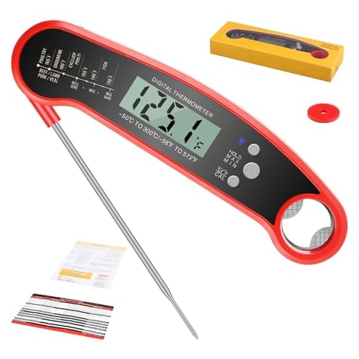 Meat Thermometer Digital, Waterproof Instant Read Cooking Thermometer with LCD Backlight, Magnetic Back & Bottle Opener for Kitchen, Baking, Sous Vide, Outdoor Grilling,Candy Making
