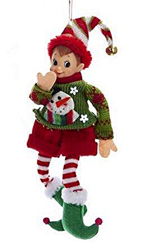 Kurt Adler Elf IN Sweater Ornament Set OF 3