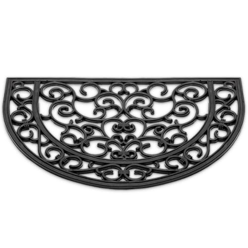 matches21 HOME & HOBBY Zerbino in gomma dura, decorazione semicircolare, 40 x 60 cm, nero, resistente alle intemperie, per esterni