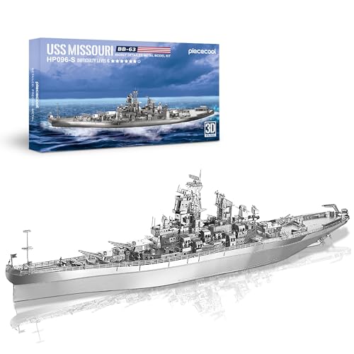Piececool Puzzle 3D Maqueta Metal, Buque de Guerra Missouri Buques de Guerra Puzzles 3D Maquetas para Montar, Maquetas para Construir Adultos y Adolescentes