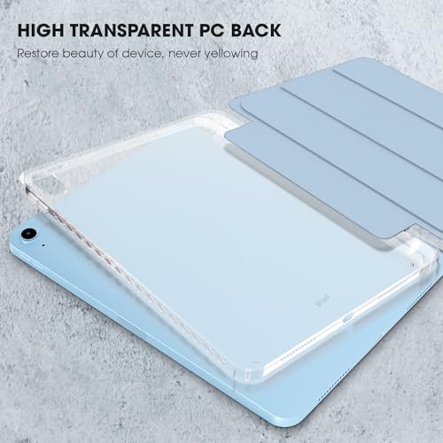 Image of GRIPP Ultra Transparent PC Back Case for iPad 10.9 inch (10th Generation, 2022), iPad 11 inch (A16, 2025), Trifold Stand, Pencil Holder, Auto Sleep /Wake - Sky Blue