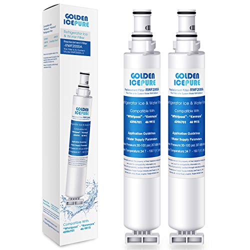 GOLDEN ICEPURE RWF2000A Refrigerator Water Filter Replacement for Whirlpool 4396701, 4396702, EDR6D1, EveryDrop Filter 6, Kenmore 9915, 46-9915, 2 PACK