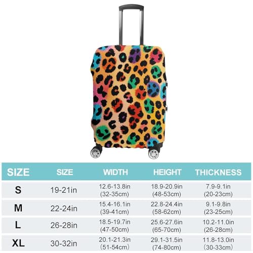 Colorful Leopard Luggage Cover, Washable Elastic Suitcase Cover Protector Fit 18-32 Inch Luggage2