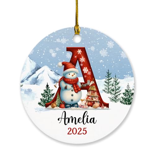 Personalized Initial Name A Christmas Ornament, Custom Name Xmas 2025 Ornament, Alphabet A Keepsake, Initial Letter A Xmas Ornament Gifts for Mom Daddy, Customized Initial Name Holiday Present