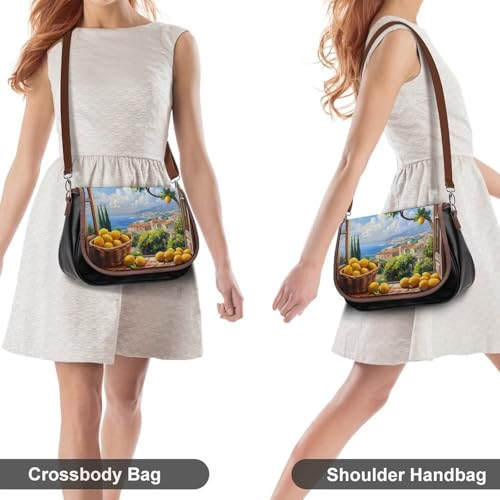 Amalfi Coast Lemon Tree Ltalian Women's Crossbody Bags Leather Messenger Handbag Small Shoulder Bag Purse4