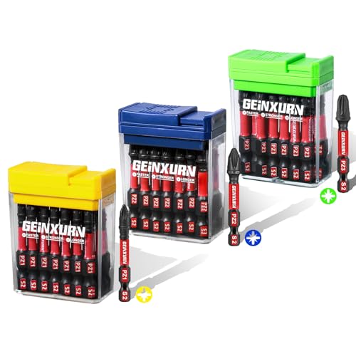 Geinxurn Impact Phillips Screwdriver Bits Set,45 Pcs 2' Magnetic (PZ1/PZ2/PZ3) S2 Steel Multi Driver Bits with Storage ColorfulBox