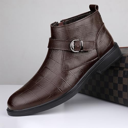 Men's Short Booties Leather Ankle Booties Zip-up Warm Lined Casual Dress Shoes For Winter & Autumn, Comfortable Rubber Sole Ideal For Men's3