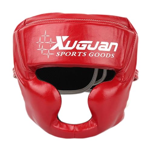Fenteer Protección de Cabeza Ventilada para Boxeo con Guardia Facial Y Protección Auditiva, Rojo, M