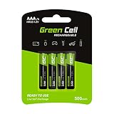 Green Cell 500mAh 1.2V 4 Stck Vorgeladene NI-MH AAA-Akkus - Akkubatterien AAA/Micro, sofort einsatzbereit, Starke Leistung, geringe Selbstentladung, wiederaufladbare Akku Batterie, ohne Memory-Effekt