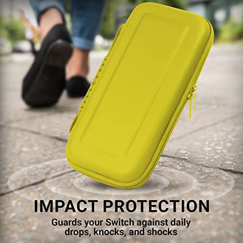 Image of Orzly Carrying Case for Nintendo Switch OLED and Switch Console - Yellow Protective Hard Portable Travel case Shell Pouch for Nintendo Switch Console & Accessories