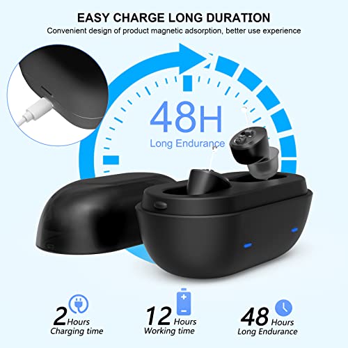 Laiwen Digital Mini Hearing Aids Amplifier Rechargeable Wireless For Seniors And Adults With Noise Reduction Inner-Ear Hearing Aid,Charging Box (Black) #TOP3