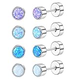 Opal Ohrstecker Set für Damen Mädchen: Bei einer Bestellung erhalten Sie 4 Paar Opal Ohrringe mit flacher Rückseite. Der Opal im Rundschliff ist farbenfroh und glänzt mit luxuriösem Licht in der Sonne. Ohrstecker damen set können einzeln oder gestapelt getragen werden, machen Sie charmanter und eleganter !