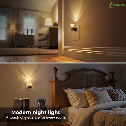 Image of L LOHAS LED Night Light, 2 Pack Night Lights Plug into Wall, 3000K Soft Light LED NightLights, Built in Dusk to Dawn Sensor Bubble Wall Light for Hallway, Bathroom, Rooms