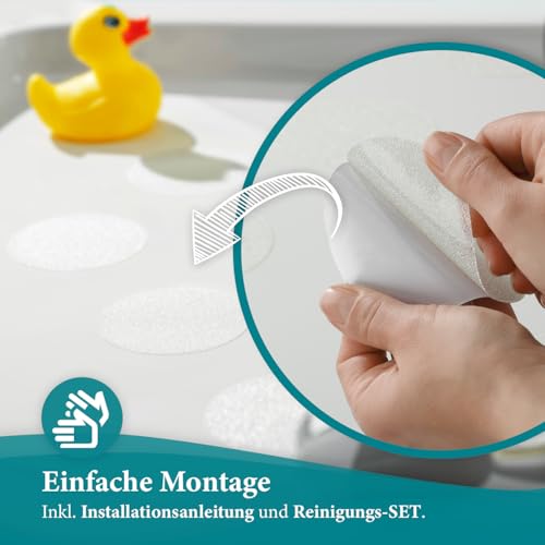 AnTina TAPES® Premium Anti-Rutsch-Aufkleber als Pads für Dusche & Badewanne | Badematte Duschmatte | Sticker Zertifiziert rutschhemmend & selbstklebend | 14 Stück 9 cm (ø) Transparent