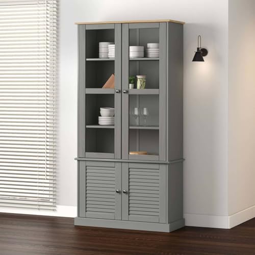 QINXIXINAIXI Vitrina VIGO Gris 85 x 35 x 170...