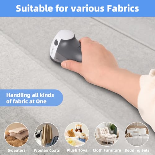 TIANDAO Electric Fabric Shaver and Lint Remover, Portable Fuzz Remover for Clothes and Furniture, Battery Operated, Easy to Use and Clean, Suitable for Sweaters, Blankets.(Grey)