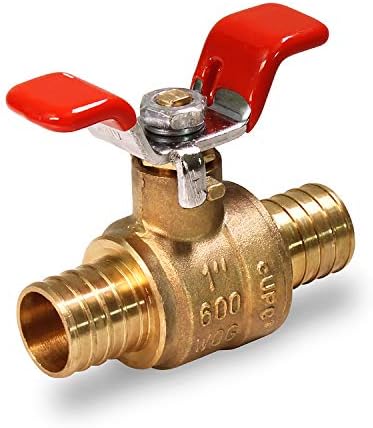 Midline Valve 837Q003 Lead-Free Pex Full Port Ball Valve with Tee Handle, 1 in.