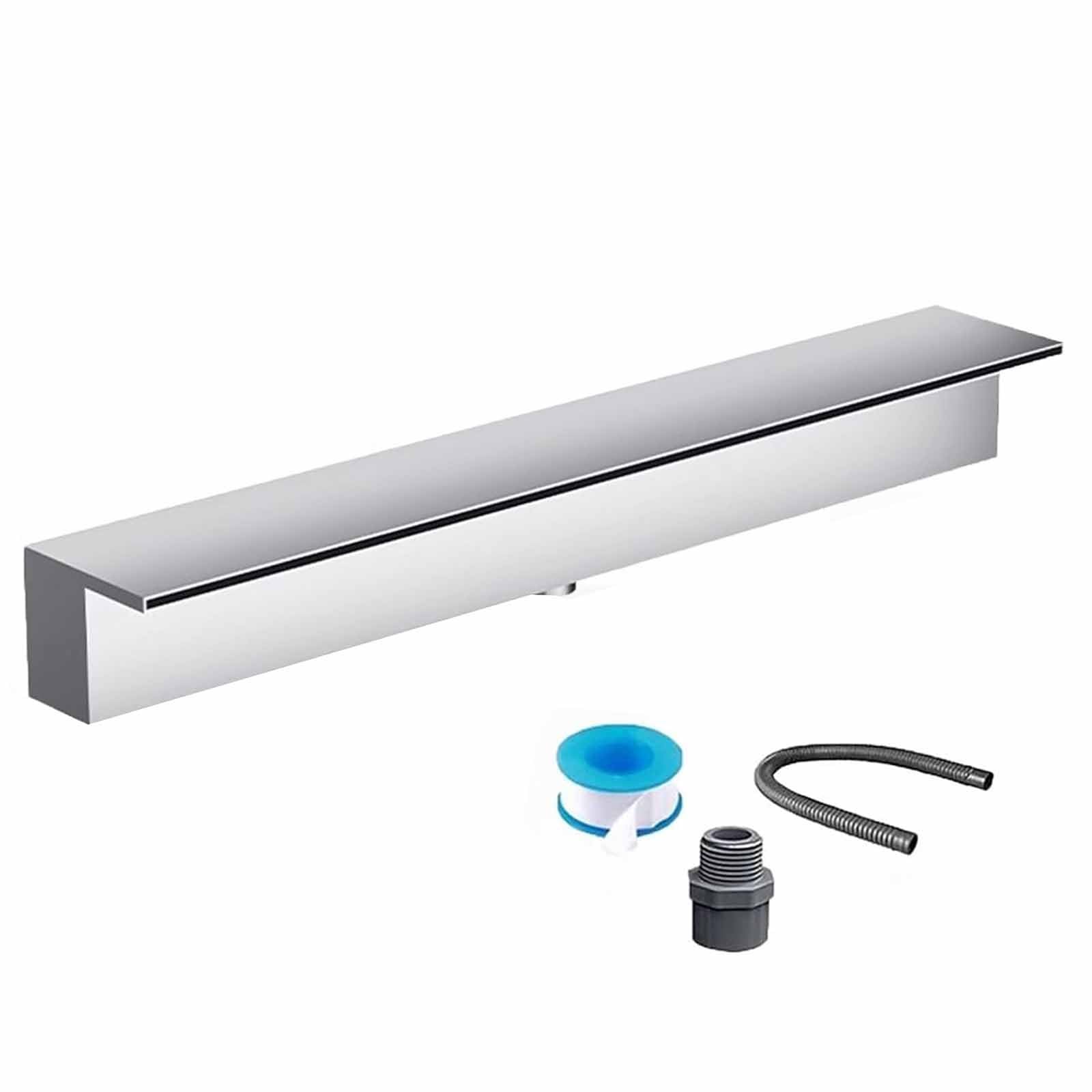 Cascata in acciaio inox 304 per stagni e fontane, lama liscia a cascata, facile installazione, uscita 100 cm, ideale per giardini e patii