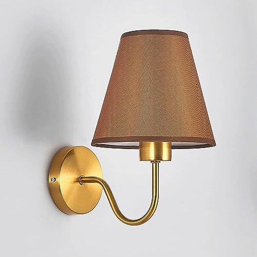 Lámpara de pared para dormitorio E27 estilo retro rústico con pantalla textil 2