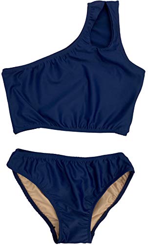 Image of Cheryl Creations Kids Girl's Black Cute & Comfortable Two Piece One Shoulder Bathing Suit Bikini | Swimsuit