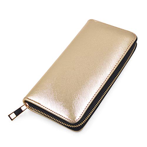 Premium Vegan Saffiano Leather Continental Zip Around Wallet