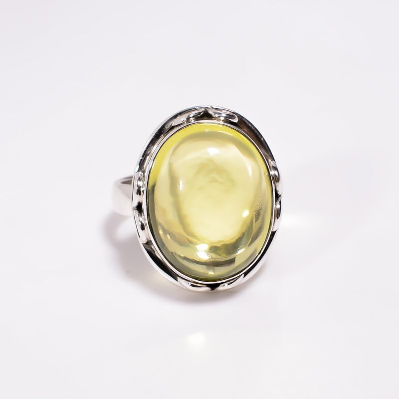 Bague de déclaration argent minimaliste avec quartz cabochon