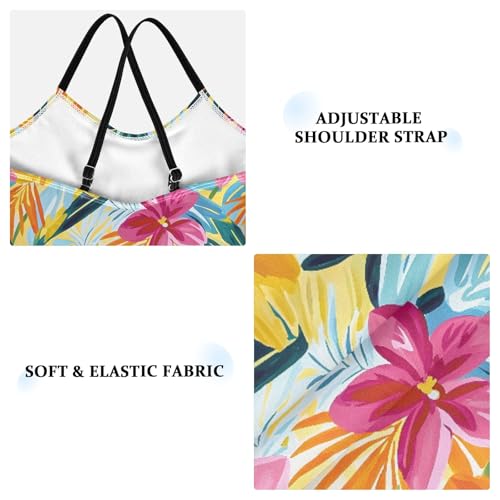 senya Girls Swimsuits One-Piece Swimwear Tie Bathing Suit Beach Summer Round Neck 5-6T Tropical Multicolor Flowers Pattern3