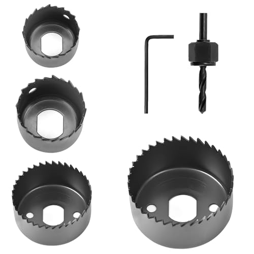 6 Pcs Hole Drill Bit Kit, Circular Hole Cutting Drill Bit, Electricians Hole Saw Sizes 3-5cm Includes Mandrel & Allen Key, Perfect for Wood Plasterboard & Plastic, Ideal for Home & Professional Use