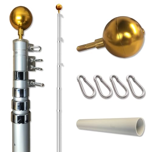 College Flags & Banners Co. TEL20FP 20 Feet Tailgating Flag Pole Telescopic Aluminum cover