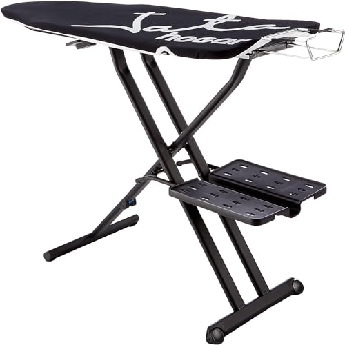 Jata Hogar XL Optima Pro Bügeltisch Höhenverstellbar und zusammenklappbar, Metall, Schwarz, 118 x 47 x 15 cm