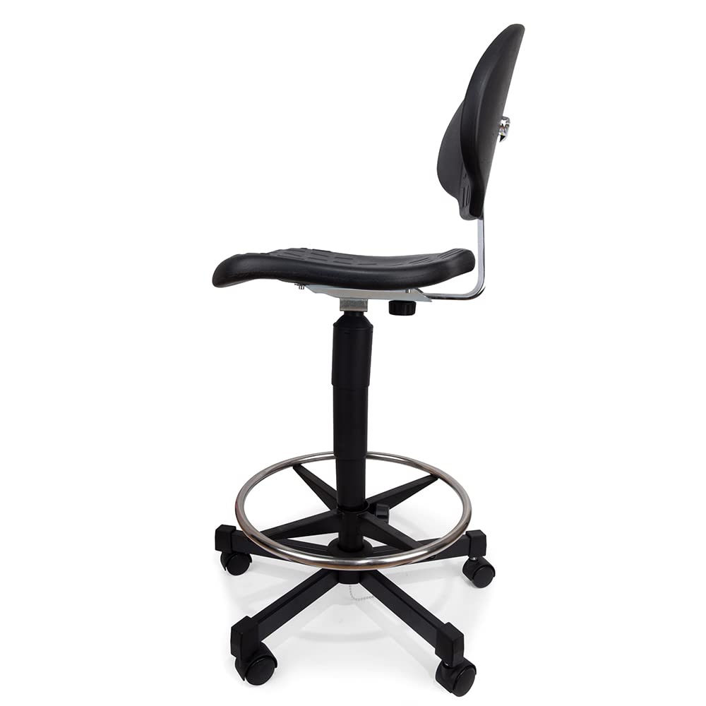 Silla de trabajo de altura alta, 52 cm~80 cm, altura regulable, poliuretano, con anillo para el pie