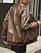GraceSelect Dark Brown Fake Leather Jacket Women, Spring Jackets Oversized Bomber Coats, 2026 Winter Trendy Clothes Y2K Tops