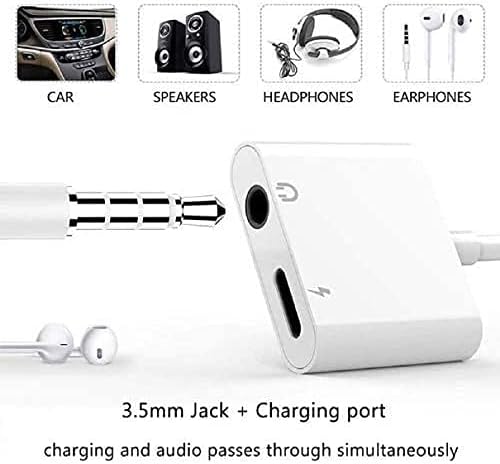 Lightning to 3.5mm Headphones Jack Adapter for iPhone,Apple MFi Certified iPhone Headphones Adapter Dongle Aux Audio Charger Splitter Compatible for iPhone 14 13 12 11 XS XR X 8 7 iPad-Support All iOS