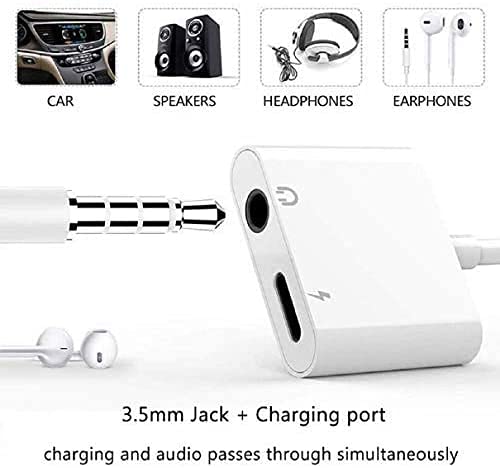 Lightning To 3.5Mm Headphones Jack Adapter For Iphone,Apple Mfi Certified Iphone Headphones Adapter Dongle Aux Audio Charger Splitter Compatible For Iphone 14 13 12 11 Xs Xr X 8 7 Ipad-Support All Ios #TOP3