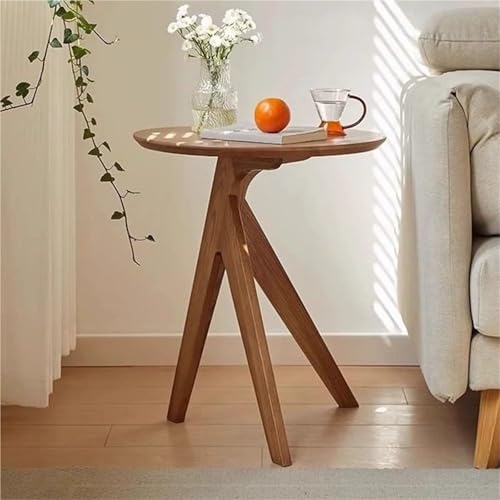 Round End Accent Side Table Modern Wood Leg Coffee Table